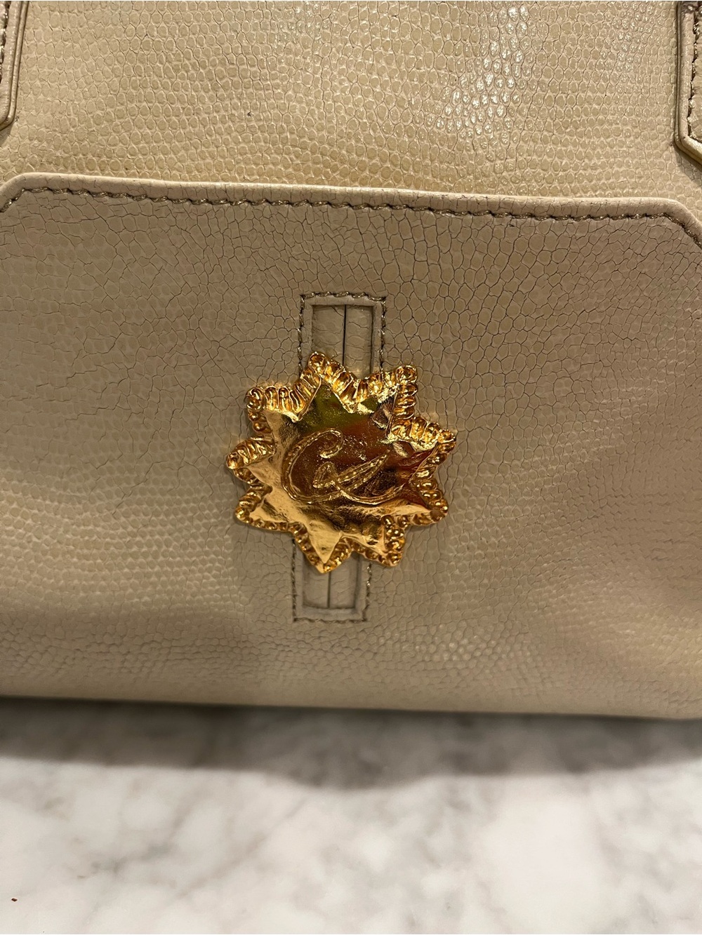 Rare Vintage Christian Lacroix Elegant Cream Women's Shoulder Bag with Gold